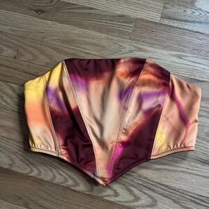 Urban Outfitters satin cropped corset red orange pink multicolor size medium